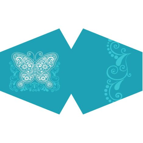 Couvre-visage mode réutilisable - Papillon bleu (Adulte)- Vendu par 1 (1/2)