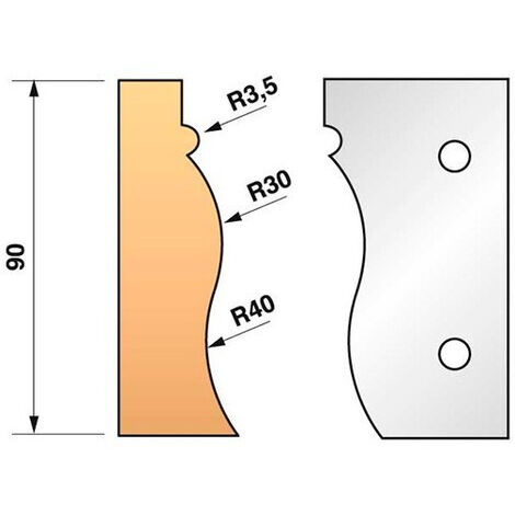 Leman - Jeu de 2 fers profilés N°322 pour porte-outils Ht.90 mm