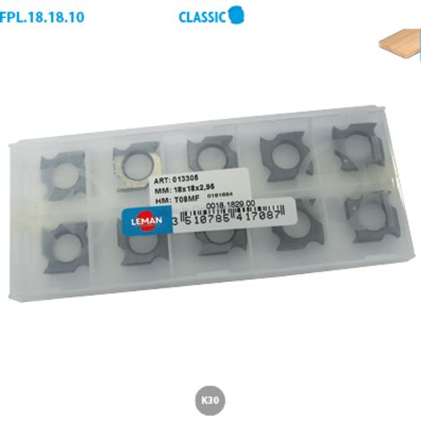 Boite de 10 plaquettes réversibles au carbure Classic B Larg. 19 Long. 22 Ep. 2mm