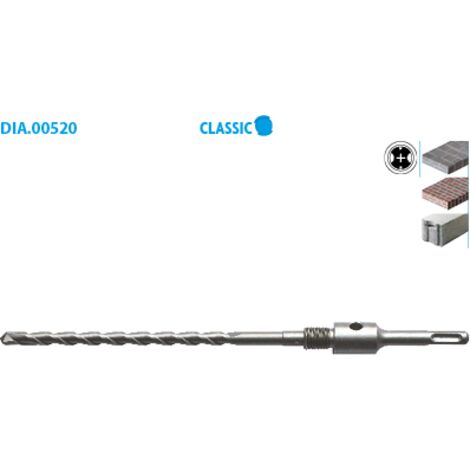 Kit adaptateur pour perforateur SDS+ Classic Long. 100mm (1/2)