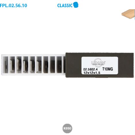 PLAQUETTE K050 MICRO-GRAIN 7,5X12X1,5/2 COUPES 45° HM - 02.5601.2 - LEMAN