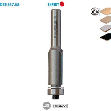 LEMAN Mèche d'affleureuse droite + guide - 5676/5678 - 9.50 mm - 72 mm - 8 mm - 25,4 mm (1/3)