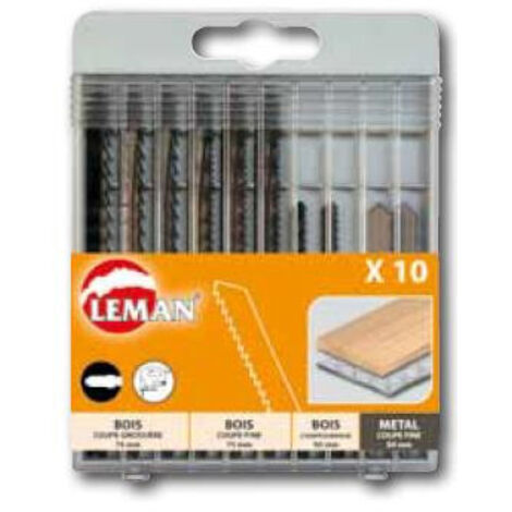 Leman - Coffret 10 Lame de scie Sauteuse B&D (8 Bois + 2 Metal)