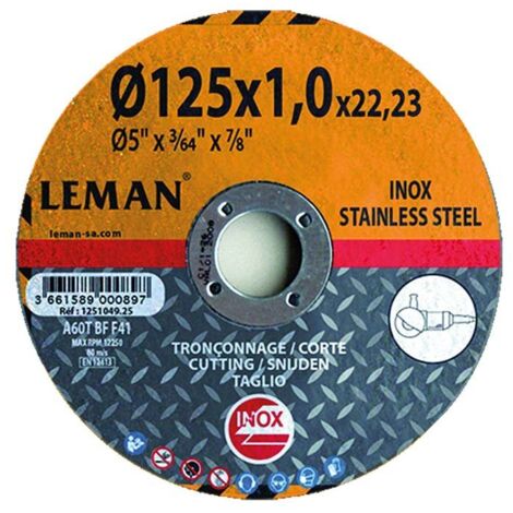 Disque à tronçonner en acier inoxydable 125x1mm 1251049.25 leman