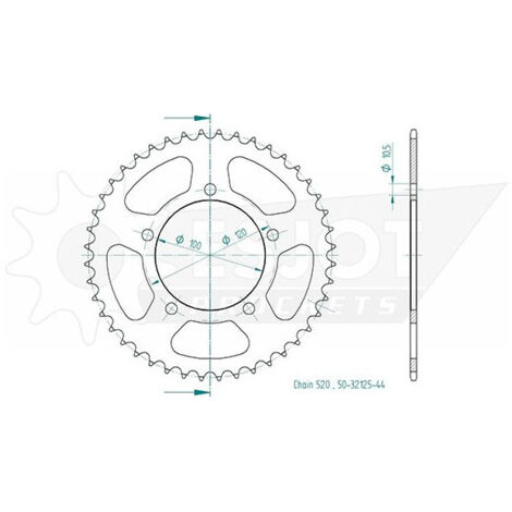 Couronne Acier compatible avec la marque Aprilia - 520 - 44 Dents - Similaire JTR703 - Made in Germany (1/2)
