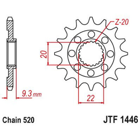 Pignon TT Lightweight Kawasaki - 520 - 13 Dents - Similaire JTF1446 - Made in Germany (1/2)