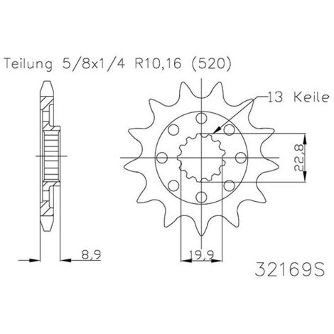 Pignon TT Lightweight - 520 - 13 Dents - Made in Germany (1/2)