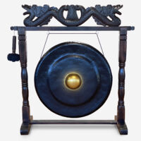 Grand Gong sur Support Antique Marron - 80 cm - Noir- Vendu par 1