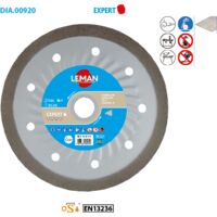 Leman – Disque diamant pour meuleuse 920180 – 180mm – Alésage 25,4mm – Jante continue lisse pour coupe précise – Pour carrelage et béton