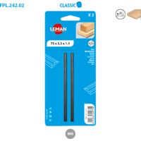 Leman – Lot de 2 fers de rabot réversibles en carbure 75mm – Largeur 5,5mm – Épaisseur 1,1mm – Performance optimale pour travail du bois