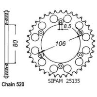 Couronne Rx 125 R 1993-1995 - 520 - 49 Dents - Similaire JTR22