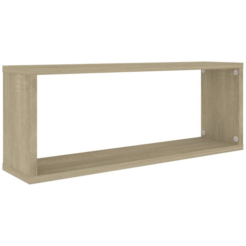 Lot De 2 étagères Murales Design Milo - 70x35cm Et 60x30cm - Bois Finition Chêne - Fabriqué Italie