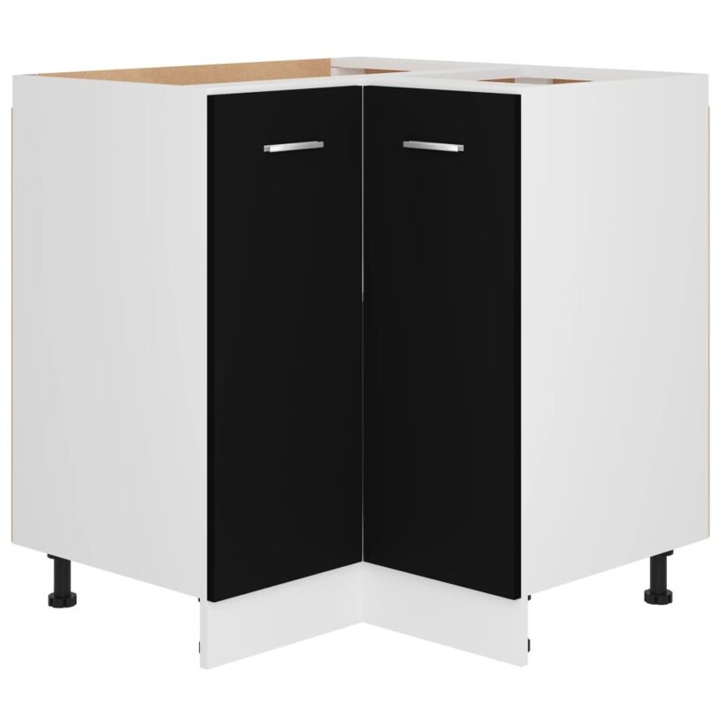 Armoire 2 étagères Meuble Bas D'angle Cuisine INLIFE - Noir - 75,5x75,5x80,5 Cm - 2 Portes, 2 étagères - Matériau Dérivé Bois Meuble Angle Cuisine Armoire 2 étagères Meuble Bas D'angle Cuisine INLIFE - Noir - 75,5x75,5x80,5 Cm - 2 Portes, 2 étagères - Matériau Dérivé Bois Meuble Angle Cuisine