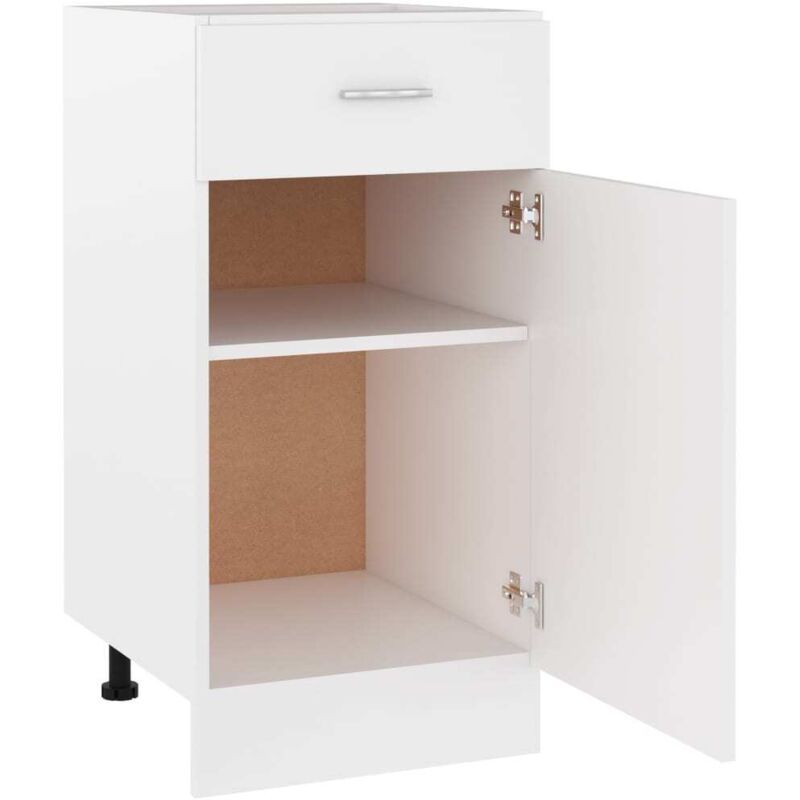 Meuble Bas De Cuisine Lyon - Armoire Avec Tiroir Et Portes, Blanc, 60x46x81,5 Cm - Bois D'Ingénierie, à Monter