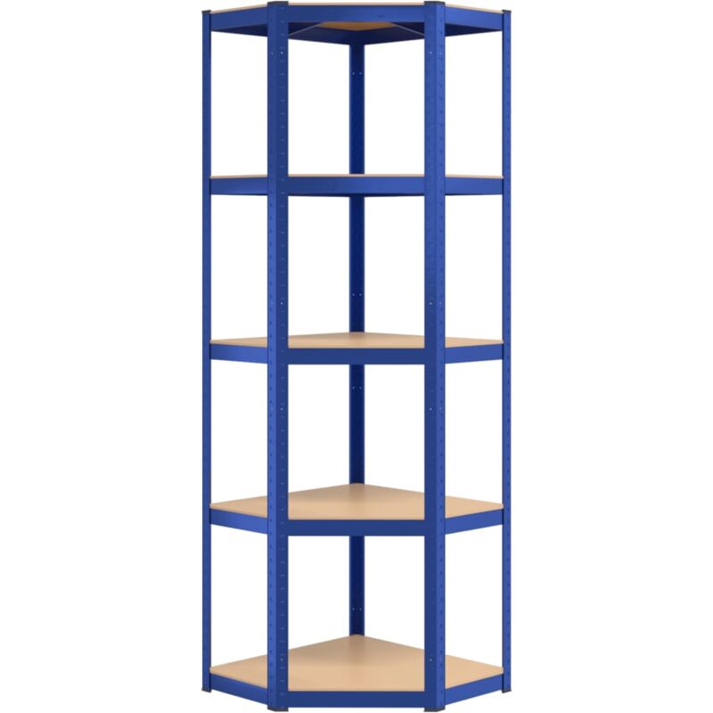 Étagère à 5 niveaux 2 pcs Gris Acier et bois ingénierie