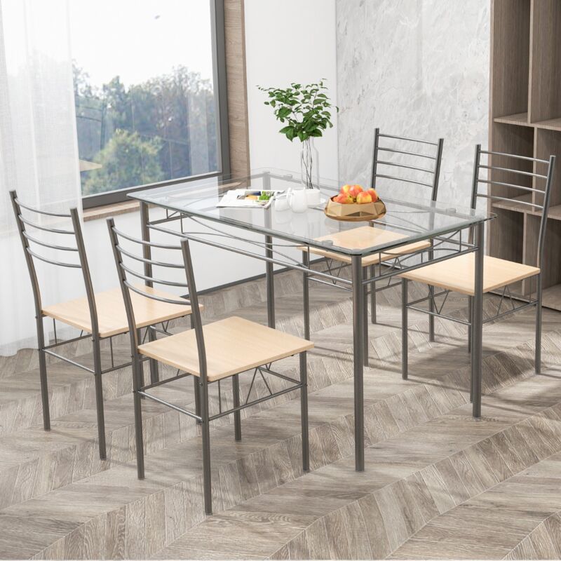 Ensemble de table à manger Garvee pour 4, table de cuisine avec chaises rembourrées pour la cuisine et les petits espaces, noir (rétro, ensemble de table à manger pour 4