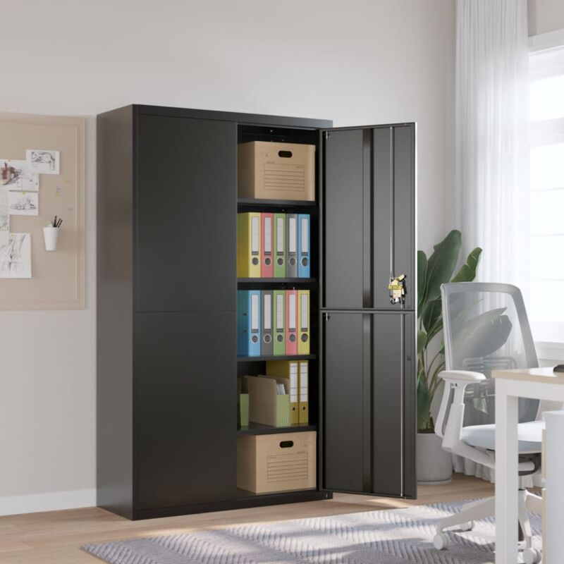LOEFME Armoire à Portes Coulissantes Avec Tubes 16mm Et Boîte De Rangement - Pieds Hauts Noirs, Montage Facile
