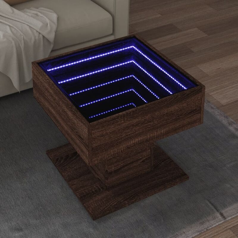 TABLE BASSE AVEC lumières LED chêne marron 50x50x40 cm EUR 156,03 TABLE BASSE AVEC lumières LED chêne marron 50x50x40 cm EUR 156,03