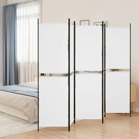 Cloison de séparation 5 panneaux, Paravent sur Pied, Séparation de pièce, Cloison mur écran Blanc 250x200 cm Tissu GHJ16296 (1/5)
