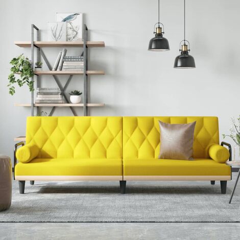 Canapé convertible,Canapé-lit,Clic Clac avec accoudoirs jaune clair tissu -Q4883 (1/5)