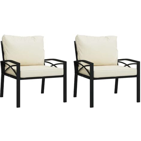 Lot de 2 Chaises de jardin avec coussins Fauteuils Solides d'extérieur sable 68x76x79 cm acier -BV18454 (1/5)