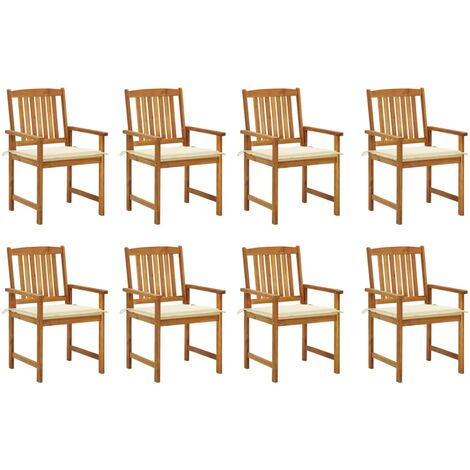 8 pcs Chaises de jardin avec coussins, Fauteuils Extérieur, Sièges confortable Bois d'acacia solide BGT54291 (1/5)