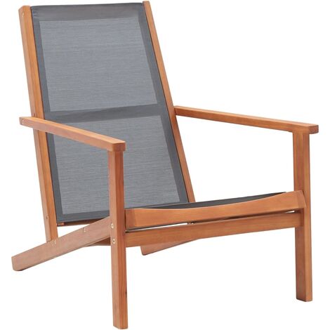 Chaise de jardin Siège de Terrasse Fauteuil de jardin Gris Bois d'eucalyptus solide et textilène DHNET9969182 (1/5)