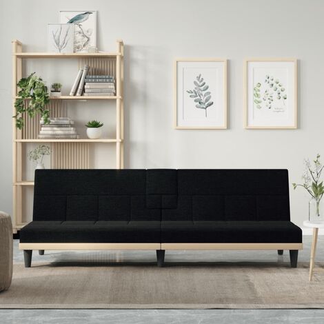 Canapé-lit Canapé convertible Fauteuil-lit avec porte-gobelets noir tissu DRT7732 (1/5)