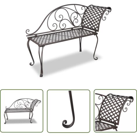 The Living Store Chaise longue de jardin 128 cm Acier Antique Marron - Chaises Longues De Jardin - Banc De Jardin - Mobilier De Jardin - Chaises Longues En Métal - Chaise Longue Extérieure (1/5)