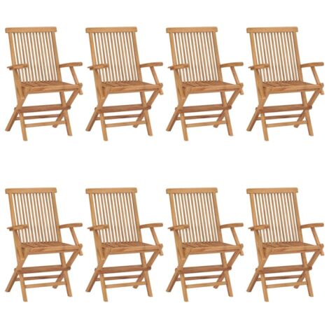 8 pcs Chaises de jardin avec coussins, Fauteuils Extérieur, Sièges confortable anthracites Teck massif BGT47469 (1/5)