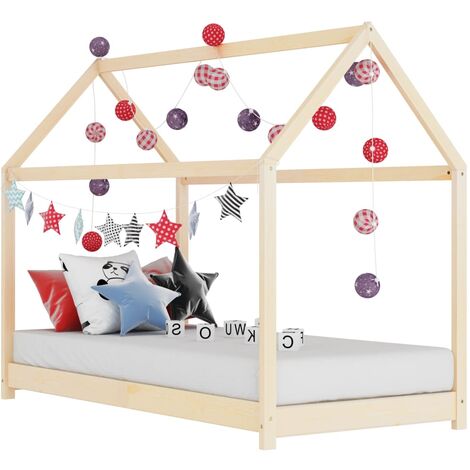 Cadre de lit simple d'enfant Moderne - Lit simple pour Couchage, facile à assembler Bois de pin massif 80x160 cm -22271 (1/5)