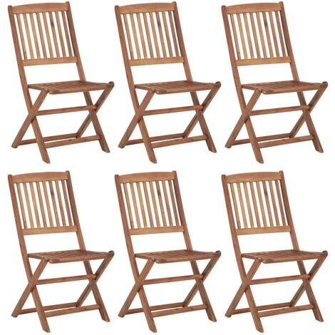 Lot de 6 Chaises de jardin pliables  Fauteuils de Jardin avec coussins Bois d'acacia solide 31288 (1/5)