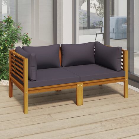 Canapé de jardin à 2 places, Canapé d'extérieur, Banc de jardin avec coussin Bois d'acacia massif MJU4508