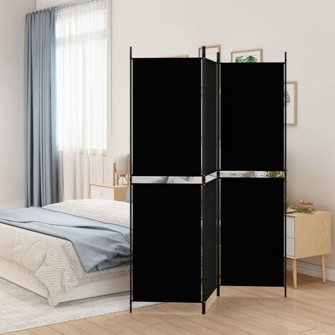 Paravent de Chambre Closion de séparation 3 panneaux Noir 150x180 cm Tissu -BC68054 (1/5)