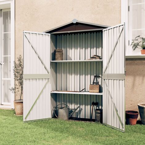 Abri de jardin remise pour outils,Cabane Remise de Jardin pour Stockage Marron 107,5x46x183 cm Acier galvanisé - FR17199 (1/5)