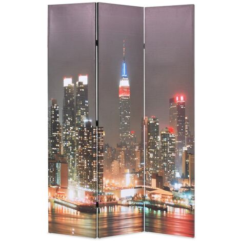 Cloison de séparation pliable, Paravent sur Pied, Séparation de pièce, Cloison mur écran 120x170 cm New York la nuit SDG76992 (1/5)
