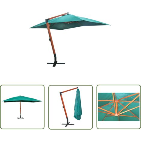 The Living Store Parasol flottant Melia 300 x 400 cm Vert - Parasol - Parasol De Jardin - Parasol Flottant - Parasol Vert - Parasol Bois (1/5)