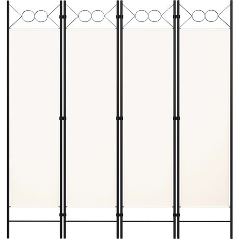 Paravent de Chambre Closion de séparation 4 panneaux Blanc crème 160x180 cm -BC11498 (1/5)