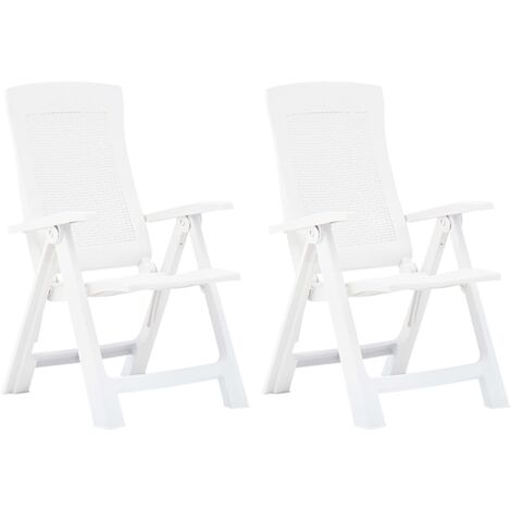Lot de 2 Chaises inclinables de jardin,Fauteuils d'extérieur Plastique Blanc -TF31425