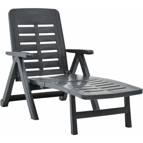Bain de soleil pliable Chaise de jardin - Transat de jardin Plastique Anthracite BV101203 - BonneVie (1/5)