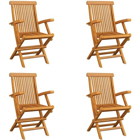 4 pcs Chaises pliables de jardin, Chaises de jardin à dîner, Fauteuils de jardin Bois de teck solide BGT43908 (1/5)