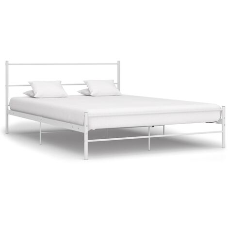Lit adulte Moderne - Cadre de lit pour Adultes, Enfants pour Couchage Blanc Métal 140 x 200 cm -82780 (1/5)
