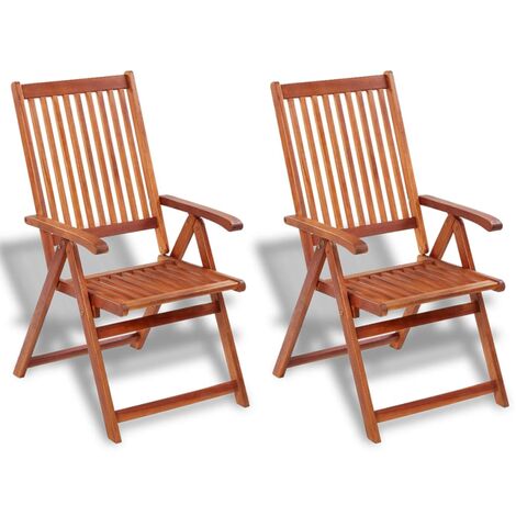 Lot de 2 Chaises pliables de jardin,Fauteuils d'extérieur Bois solide d'acacia Marron -TF47539 (1/5)