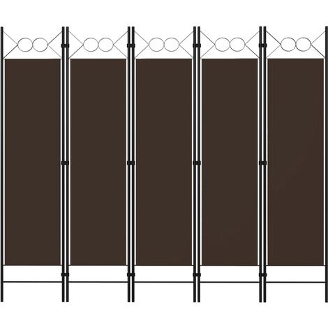 Paravent de Chambre Closion de séparation 5 panneaux Marron 200x180 cm -BC24446 (1/5)