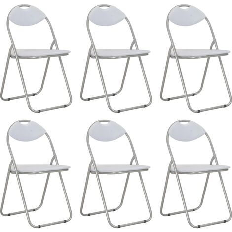 Lot de 6 Chaises pliantes à manger,Chaises de salle à manger blanc similicuir HH68401 (1/5)