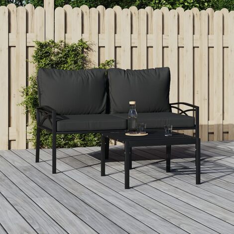 Lot de 2 Chaises de jardin avec coussins  Fauteuils Solides d'extérieur gris 62x75x79 cm acier -BV30115 (1/5)
