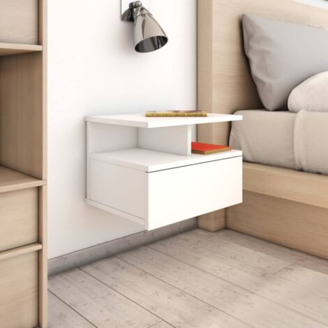 Lot de 2 Tables de chevet flottantes Tables d'appoint Tables de nuit Blanc 40x31x27 cm Aggloméré 75839 (1/5)
