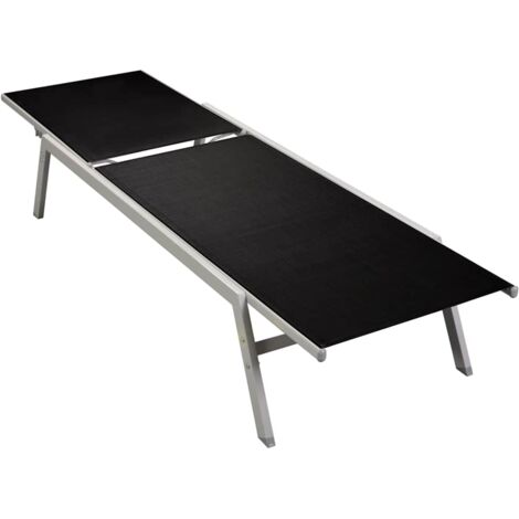 Chaise longue Bain de soleil Transat Acier et textilène Noir 52783 (1/5)