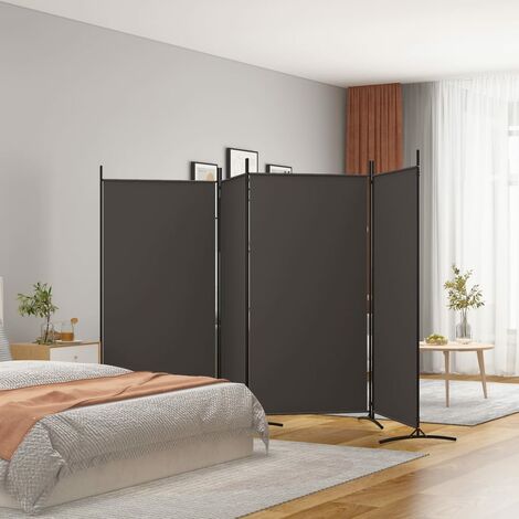 Paravent sur Pied Cloison de séparation 4 panneaux Marron 346x180 cm Tissu 52927 (1/5)