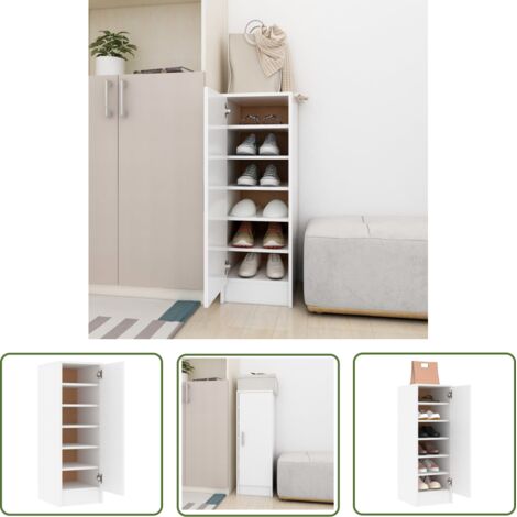 Meuble à Chaussures Armoire à Chaussures Meuble d'entrée Blanc 32x35x92 cm Aggloméré 32794 (1/5)